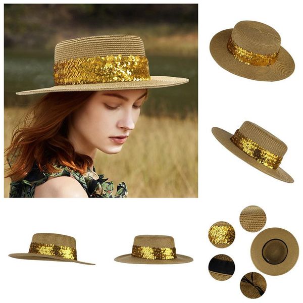 wide brim hats women straw sun hat gold sequins classic beach panama men uv protection cap chapeau femme 2021, Blue;gray
wide brim hats women straw sun hat gold sequins classic beach panama men uv protection cap chapeau femme 2021, Blue;gray