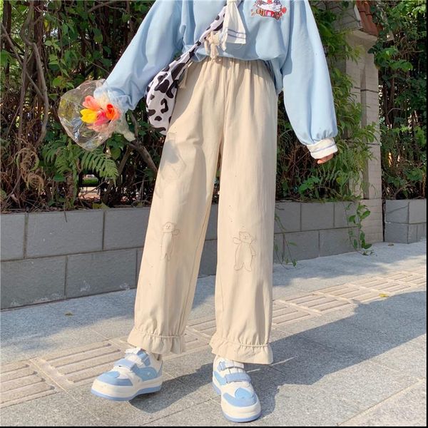 japanese kawaii soft girl pants loose thin cartoon bear embroidery pants elastic waist casual ruffles cute solid straight pant, Black;white
japanese kawaii soft girl pants loose thin cartoon bear embroidery pants elastic waist casual ruffles cute solid straight pant, Black;white