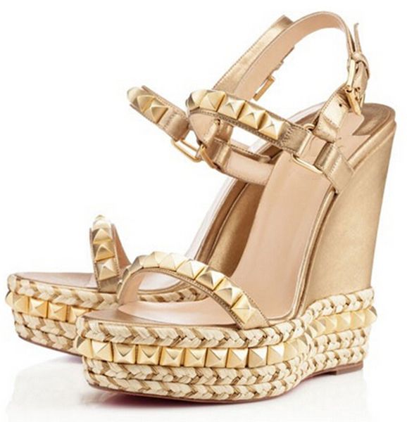 famous ladies red bottom wedge cataclou sandals gold patent leather studded ladies ankle strap women's pumps party dress eu35-42with bo, Black
famous ladies red bottom wedge cataclou sandals gold patent leather studded ladies ankle strap women's pumps party dress eu35-42with bo, Black
