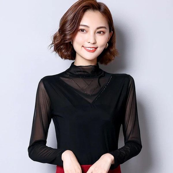 women blouse shirt hollow out shiner patchwork mesh long sleeve fashion slim ladies stand collar shirt bottom dd2225, White
women blouse shirt hollow out shiner patchwork mesh long sleeve fashion slim ladies stand collar shirt bottom dd2225, White