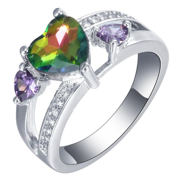 wedding rings fashion rainbow heart cz ring vintage white gold filled jewelry for women christmas gift, Slivery;golden
wedding rings fashion rainbow heart cz ring vintage white gold filled jewelry for women christmas gift, Slivery;golden