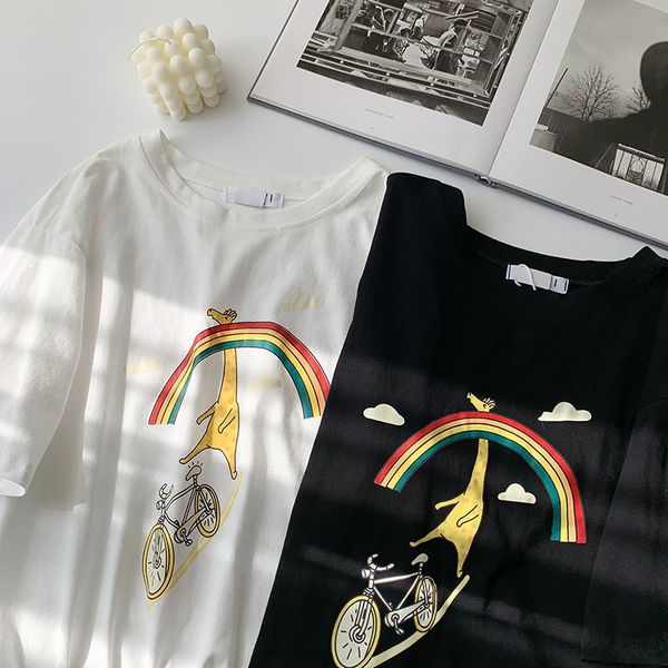 2021 new mooirue summer cartoon women shirt raiow animal korean round neck loose short sleeve t-shirt printed vqxj, White
2021 new mooirue summer cartoon women shirt raiow animal korean round neck loose short sleeve t-shirt printed vqxj, White