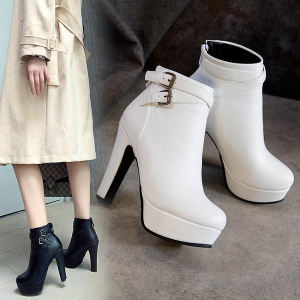 boots ankle for women belt buckle platform bottom solid zippers high heels fashion all-match shoes street style lady short, Black
boots ankle for women belt buckle platform bottom solid zippers high heels fashion all-match shoes street style lady short, Black
