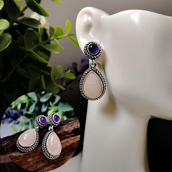 dangle & chandelier bohemian vintage light pink waterdrop drop earrings purple crystal ear jewelry valentine's day dating, Silver
dangle & chandelier bohemian vintage light pink waterdrop drop earrings purple crystal ear jewelry valentine's day dating, Silver