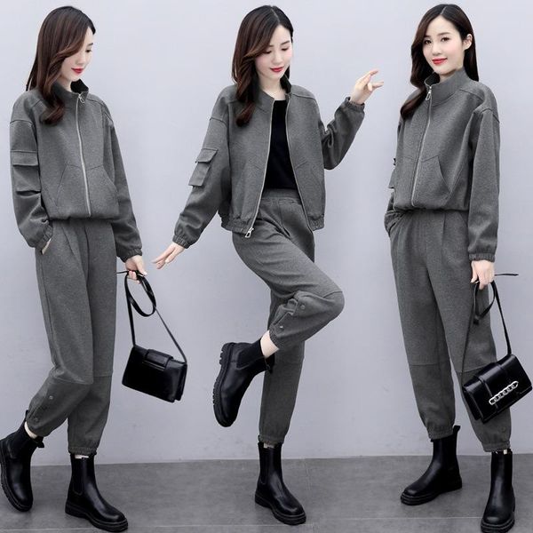 women's two piece pants overalls sets 2021 zipper jacket + solid color harem casual plus size two-piece suit woman clothing, White
women's two piece pants overalls sets 2021 zipper jacket + solid color harem casual plus size two-piece suit woman clothing, White