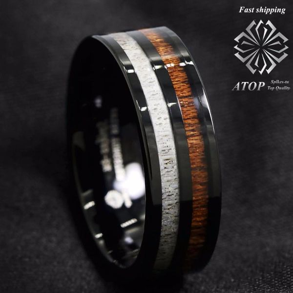 wedding rings 8mm black tungsten carbide ring deer antler and koa wood inlay band, Slivery;golden
wedding rings 8mm black tungsten carbide ring deer antler and koa wood inlay band, Slivery;golden