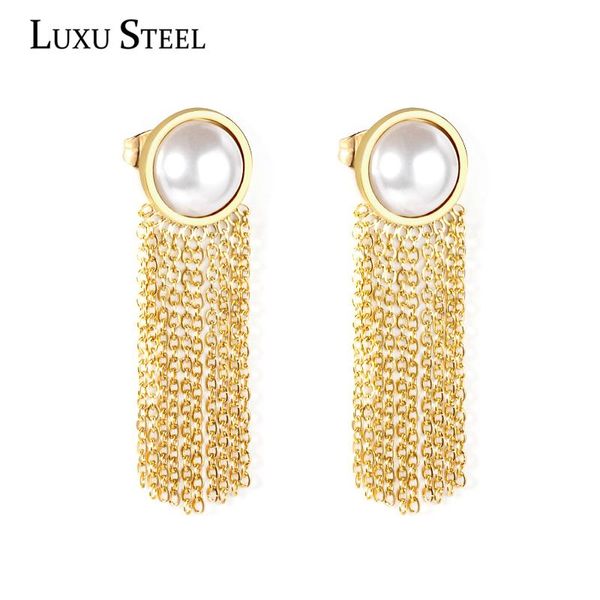 dangle & chandelier luxusteel aretes stainless steel round imitation pearl earrings fashion jewelry bijoux female gold color tassel drop, Silver
dangle & chandelier luxusteel aretes stainless steel round imitation pearl earrings fashion jewelry bijoux female gold color tassel drop, Silver