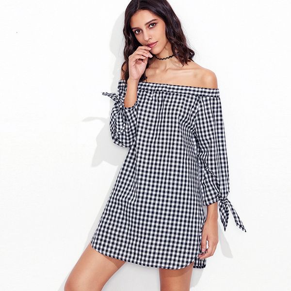 women's clothing dresses 2021 summer women's dress one neck off shoulder plaid skirt long sleeve, Black;gray
women's clothing dresses 2021 summer women's dress one neck off shoulder plaid skirt long sleeve, Black;gray
