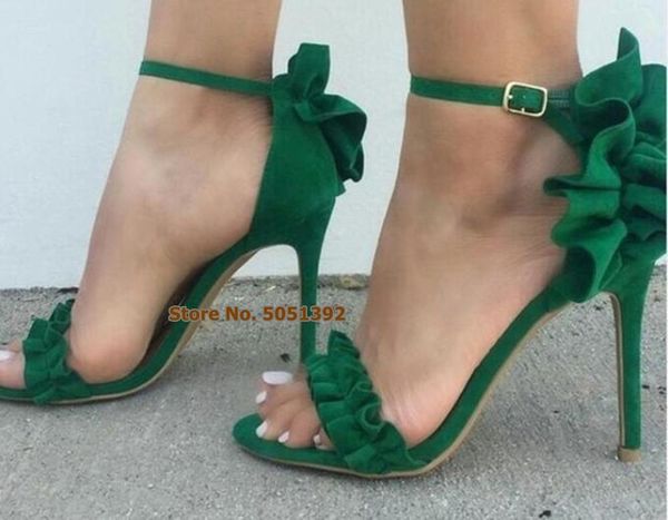 dress shoes women ruffle flounce high heel suede stiletto open toe mature sandals green buckle, Black
dress shoes women ruffle flounce high heel suede stiletto open toe mature sandals green buckle, Black
