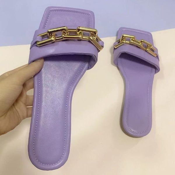 slippers 2021 style square chain fashion flat bottomed sandals colorful large size colors, Black
slippers 2021 style square chain fashion flat bottomed sandals colorful large size colors, Black