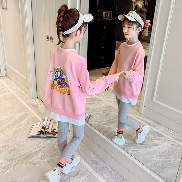sweater 2021 spring new printed korean girls' fake two-piece set of children's cartoon sports, White
sweater 2021 spring new printed korean girls' fake two-piece set of children's cartoon sports, White