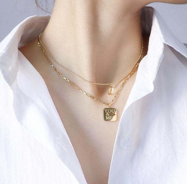 pendant necklaces fashion layered you & me letters necklace for teen girls 316l stainless steel chains on neck women's party jewelry, Silver
pendant necklaces fashion layered you & me letters necklace for teen girls 316l stainless steel chains on neck women's party jewelry, Silver