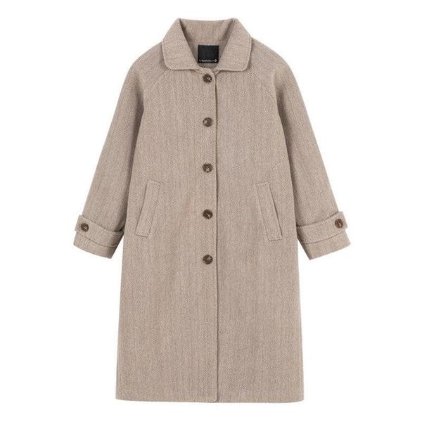 women's wool & blends winter's women long blend outwears single breasted turn down collar woollen coats stripe casual elegant over, Black
women's wool & blends winter's women long blend outwears single breasted turn down collar woollen coats stripe casual elegant over, Black