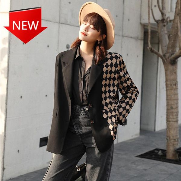 women's suits & blazers loose fit jacket fashion tide spring autumn 2021 women vintage black plaid stitching blazer lapel long sleeve, White;black
women's suits & blazers loose fit jacket fashion tide spring autumn 2021 women vintage black plaid stitching blazer lapel long sleeve, White;black