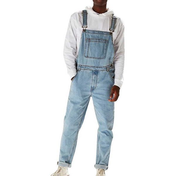 

richkeda store bib overalls for man suspender pants men's jeans jumpsuits high street distressed autumn fashion size s-3xl 210622, Blue