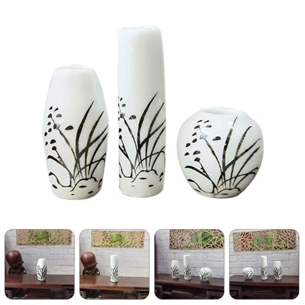 vases 3pcs chinese style mini vase adornment ceramics micro landscape prop