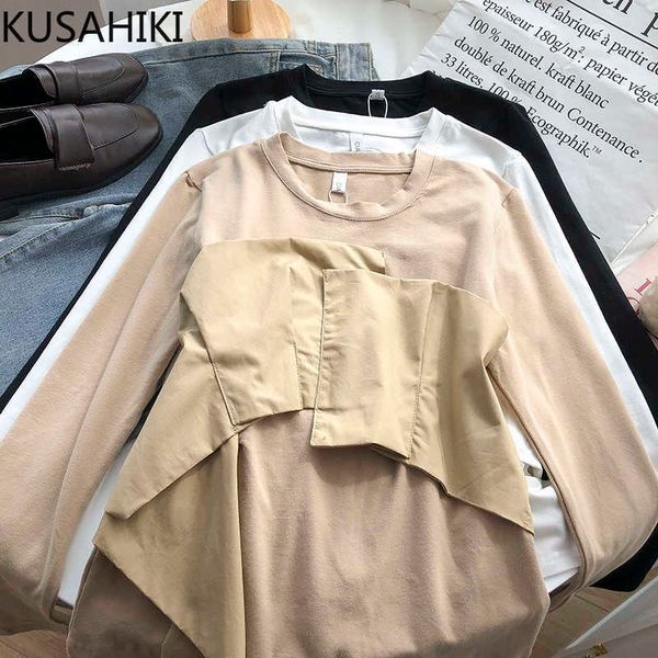 kusahiki irregular patchwork o-neck women t-shirts fake 2pieces long sleeve korean tee spring korean t shirt 6e499 210602, White
kusahiki irregular patchwork o-neck women t-shirts fake 2pieces long sleeve korean tee spring korean t shirt 6e499 210602, White