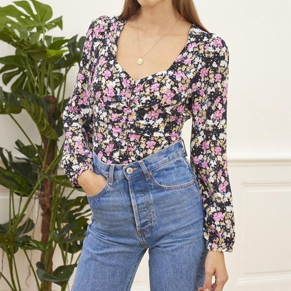 women's blouses & shirts 2021 spring and autumn square neck puff sleeve print thin waist retro all-match shirt women, White
women's blouses & shirts 2021 spring and autumn square neck puff sleeve print thin waist retro all-match shirt women, White