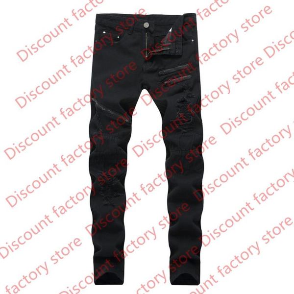 men winter thick cowboys trousers casual slim black jeans male individuality zipper design ripped denim jean pants, Blue
men winter thick cowboys trousers casual slim black jeans male individuality zipper design ripped denim jean pants, Blue