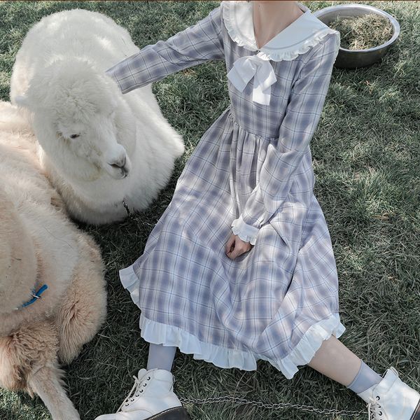 dressed in cheese robe ete long sleeve jk marine gray style japanese plaid mid-length dress 2021 autumn kawaii 1ppr, Black;gray
dressed in cheese robe ete long sleeve jk marine gray style japanese plaid mid-length dress 2021 autumn kawaii 1ppr, Black;gray