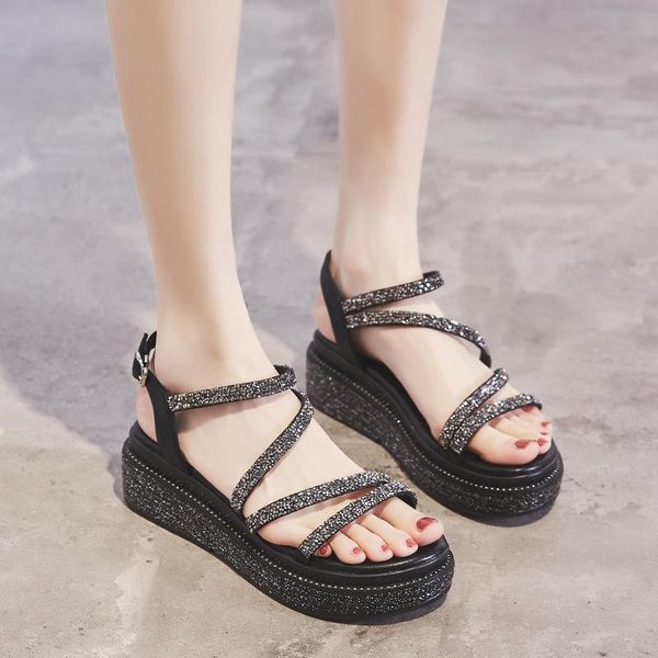 dress shoes zhr ins 6cm rhinestone women platform sandals open toe buckle strappy summer wedge heel bandage woman, Black
dress shoes zhr ins 6cm rhinestone women platform sandals open toe buckle strappy summer wedge heel bandage woman, Black