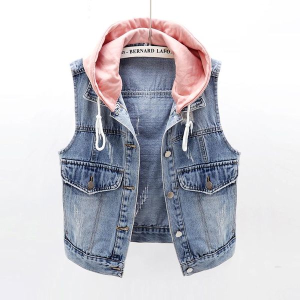 women's vests fashion denim vest women waistcoat single breasted hooded sleeveless jacket ladies spring summer casual short jeans, Black;white
women's vests fashion denim vest women waistcoat single breasted hooded sleeveless jacket ladies spring summer casual short jeans, Black;white