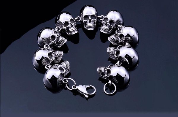 charm bracelets titanium steel skull bracelet fashionable men's retro stainless personality punk, Golden;silver
charm bracelets titanium steel skull bracelet fashionable men's retro stainless personality punk, Golden;silver