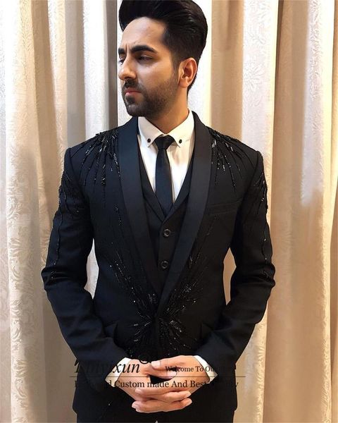 men's suits & blazers luxury black beaded shawl lapel 3 pieces set groom wedding tuxedos business male blazer prom masculino costume ho, White;black
men's suits & blazers luxury black beaded shawl lapel 3 pieces set groom wedding tuxedos business male blazer prom masculino costume ho, White;black
