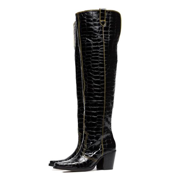 boots women bling leather botas femininas patent leather night boots knee high over the knee square heel shoes, Black
boots women bling leather botas femininas patent leather night boots knee high over the knee square heel shoes, Black