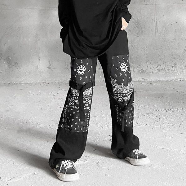 men's pants high street cashew flower print spliced cargopants men and women wide-leg straight casual trousers oversize hip hop loose, Black
men's pants high street cashew flower print spliced cargopants men and women wide-leg straight casual trousers oversize hip hop loose, Black