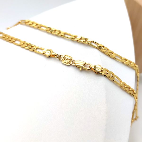 real 24 k yellow gold finish solid figaro chain necklace bling link 6mm 20 inch stamep 585 hallmarked, Silver
real 24 k yellow gold finish solid figaro chain necklace bling link 6mm 20 inch stamep 585 hallmarked, Silver