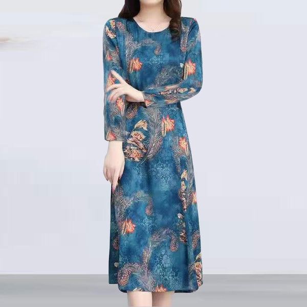 casual dresses women's spring summer style dress loose o-neck long sleeve printed elegant ss1509, Black;gray
casual dresses women's spring summer style dress loose o-neck long sleeve printed elegant ss1509, Black;gray