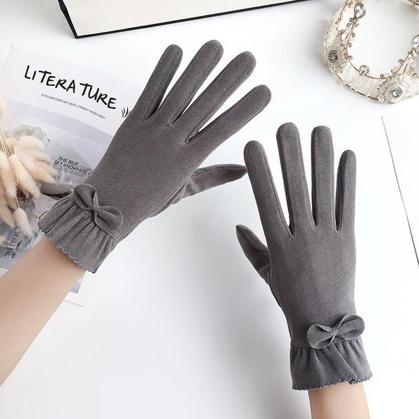 five fingers gloves winter thin wrist lace bow full finger elastic touch screen driving women' outdoor cycling coldproof warm mittens, Blue;gray
five fingers gloves winter thin wrist lace bow full finger elastic touch screen driving women' outdoor cycling coldproof warm mittens, Blue;gray