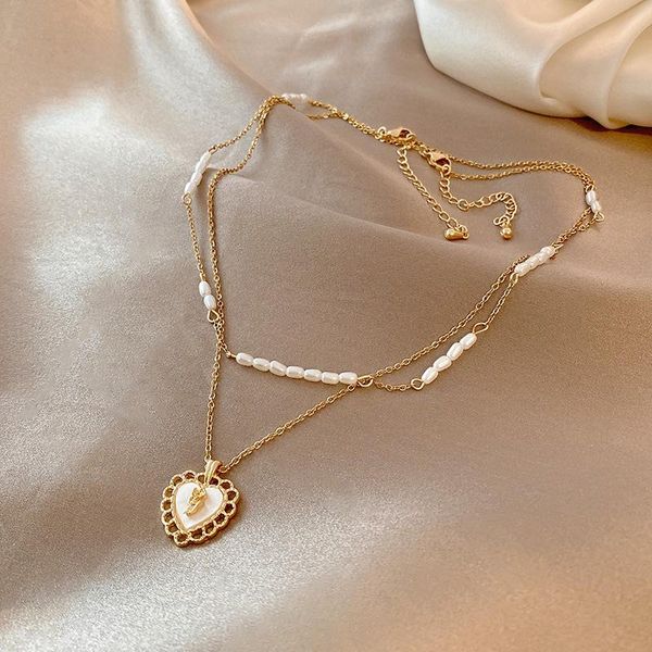 pendant necklaces fashion peach pearl necklace personality temperament collarbone chain double cascade wear, Silver
pendant necklaces fashion peach pearl necklace personality temperament collarbone chain double cascade wear, Silver