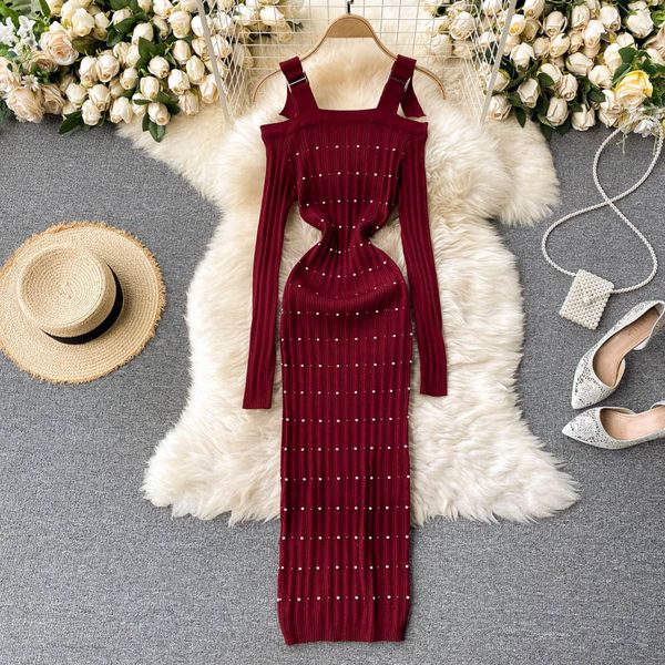 y chic dot knitted strap dress women korean elastic slim pencil dresses autumn winter bodycon off shoulder sweater dress, White;black
y chic dot knitted strap dress women korean elastic slim pencil dresses autumn winter bodycon off shoulder sweater dress, White;black