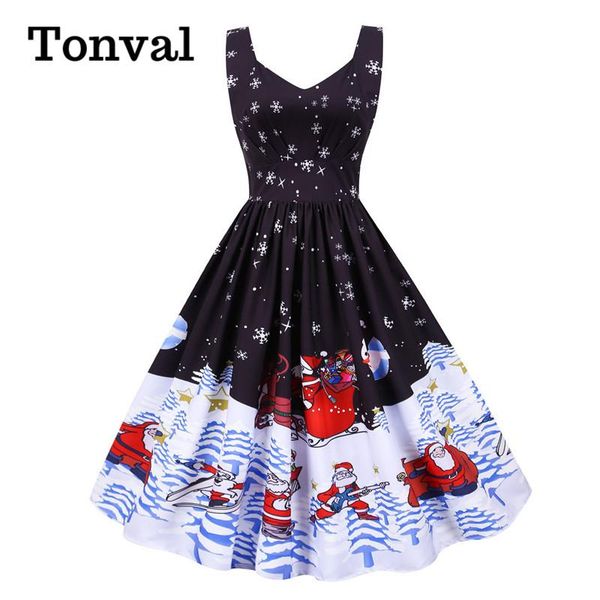 tonval ruched high waist vintage print christmas dress women 2021 winter sleeveless xmas festival pleated female dresses, Black;gray
tonval ruched high waist vintage print christmas dress women 2021 winter sleeveless xmas festival pleated female dresses, Black;gray