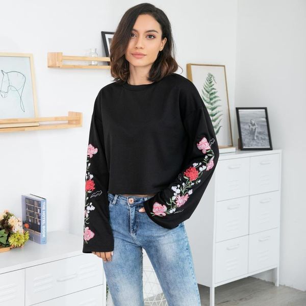 women's hoodies & sweatshirts early autumn large size long sleeve hoodie embroidered loose short pullover round neck fresh sweet, Black
women's hoodies & sweatshirts early autumn large size long sleeve hoodie embroidered loose short pullover round neck fresh sweet, Black