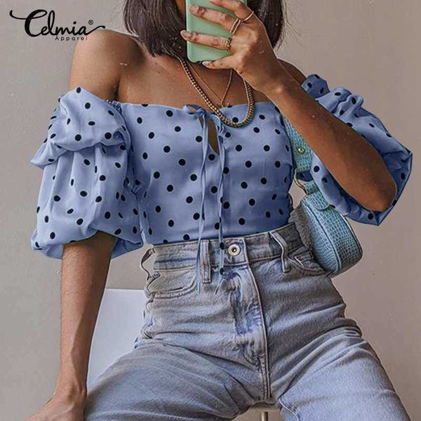 women's blouses & shirts blouses celmia women off shoulder casual polka dot layer puff sleeve summer streetwear fashion tunic 86xo, White
women's blouses & shirts blouses celmia women off shoulder casual polka dot layer puff sleeve summer streetwear fashion tunic 86xo, White
