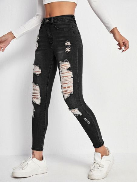 high waisted ripped skinny jeans 473i#, Blue
high waisted ripped skinny jeans 473i#, Blue
