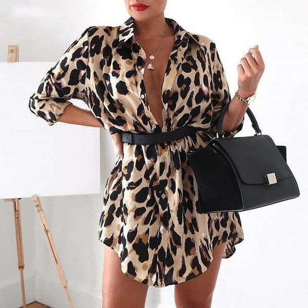 leopard printed mini shirt dress women button casual loose long sleeve sundress ladies vestido ol plus size, Black;gray
leopard printed mini shirt dress women button casual loose long sleeve sundress ladies vestido ol plus size, Black;gray