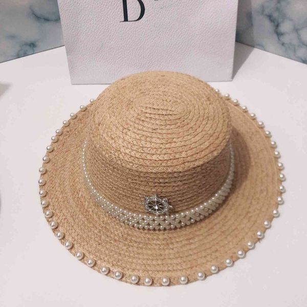 fashion straw hat women's usa lafite handmade pearl hat, Black;white 
fashion straw hat women's usa lafite handmade pearl hat, Black;white
