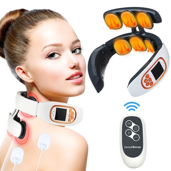 6 patches neck massage remote control micro current smart ems neck massager rechargeable usb compress heat therapy massager perfections