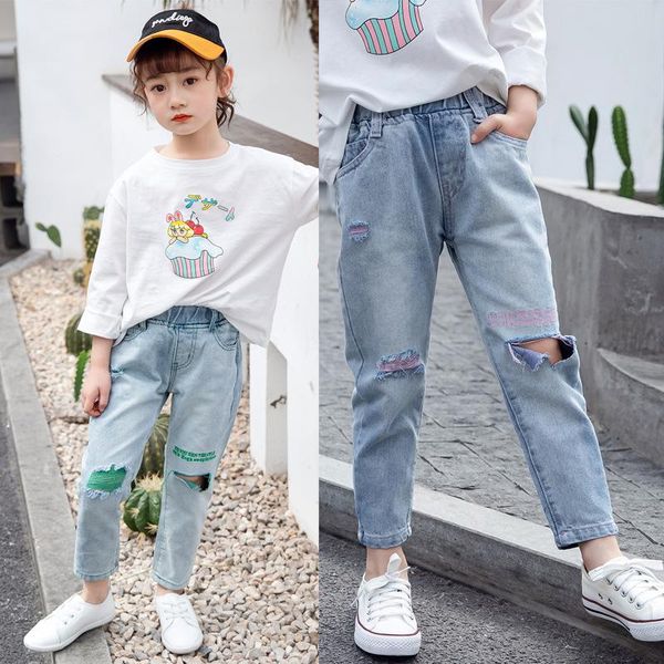 girls jeans 2021 new spring girl ripped colored trousers loose casual pants children's jeans elastic waist kids, Blue
girls jeans 2021 new spring girl ripped colored trousers loose casual pants children's jeans elastic waist kids, Blue