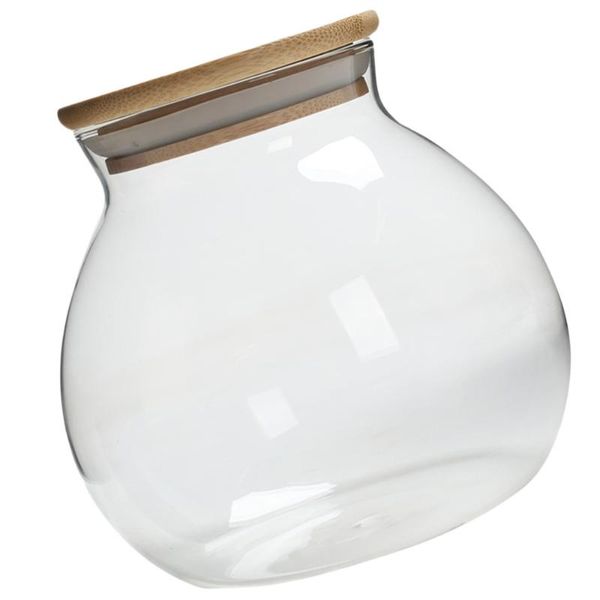 1 pc storage jar high borosilicate glass sealing can caddy (transparent)