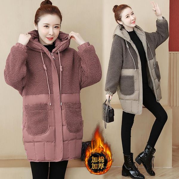 women's down & parkas l-5xl winter long loose hooded cotton coat plus thickening female outwear warm, Black
women's down & parkas l-5xl winter long loose hooded cotton coat plus thickening female outwear warm, Black