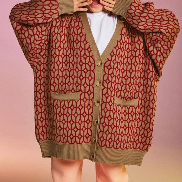 women's knits & tees loose female cardigan ladies knitting women v-neck sweater button up geometric patchwork autumn winter all-match, White
women's knits & tees loose female cardigan ladies knitting women v-neck sweater button up geometric patchwork autumn winter all-match, White