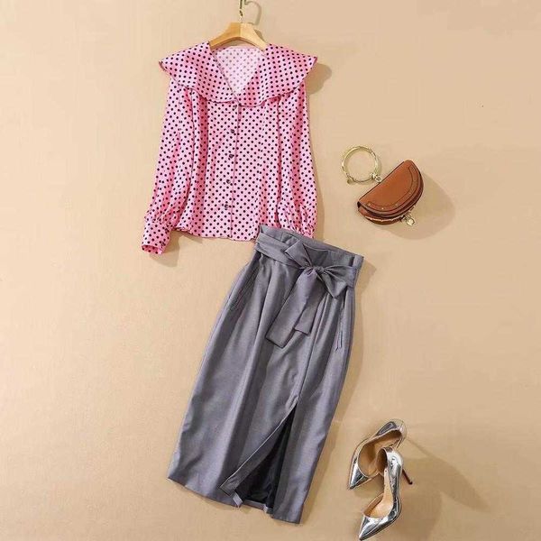 women's two piece pants and european clothes of american women autumn long sleeve style polka dot printing bow shirt skirt suit fashion, White
women's two piece pants and european clothes of american women autumn long sleeve style polka dot printing bow shirt skirt suit fashion, White