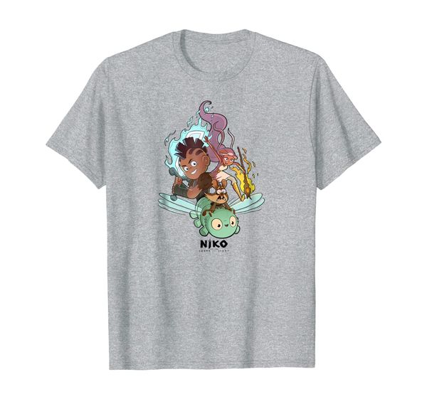 niko and the sword of light hero's short sleeve t-shirt, White;black