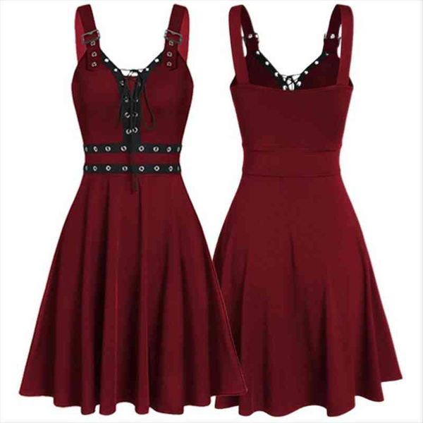 womens gothic punk sleeveless strap sling dress elegant strap backless party strapless dress, Black;gray
womens gothic punk sleeveless strap sling dress elegant strap backless party strapless dress, Black;gray