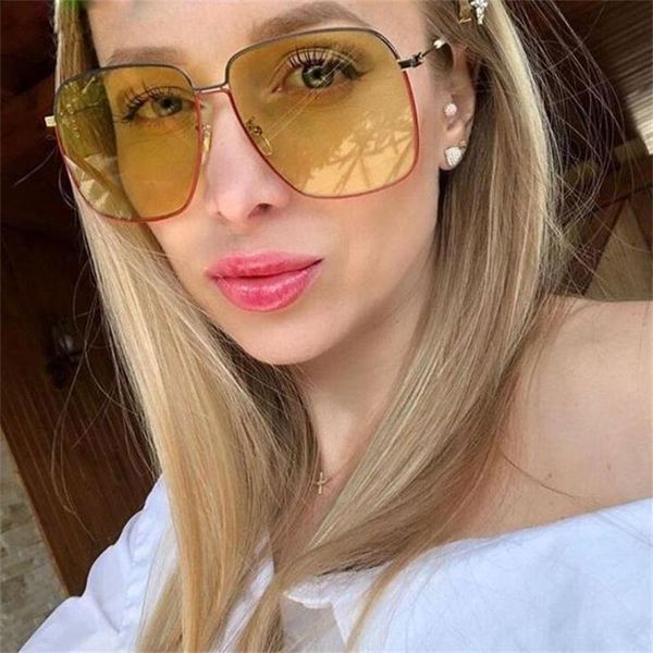 sunglasses thin gold metal red green oversized square women yellow lens unique designer, White;black
sunglasses thin gold metal red green oversized square women yellow lens unique designer, White;black